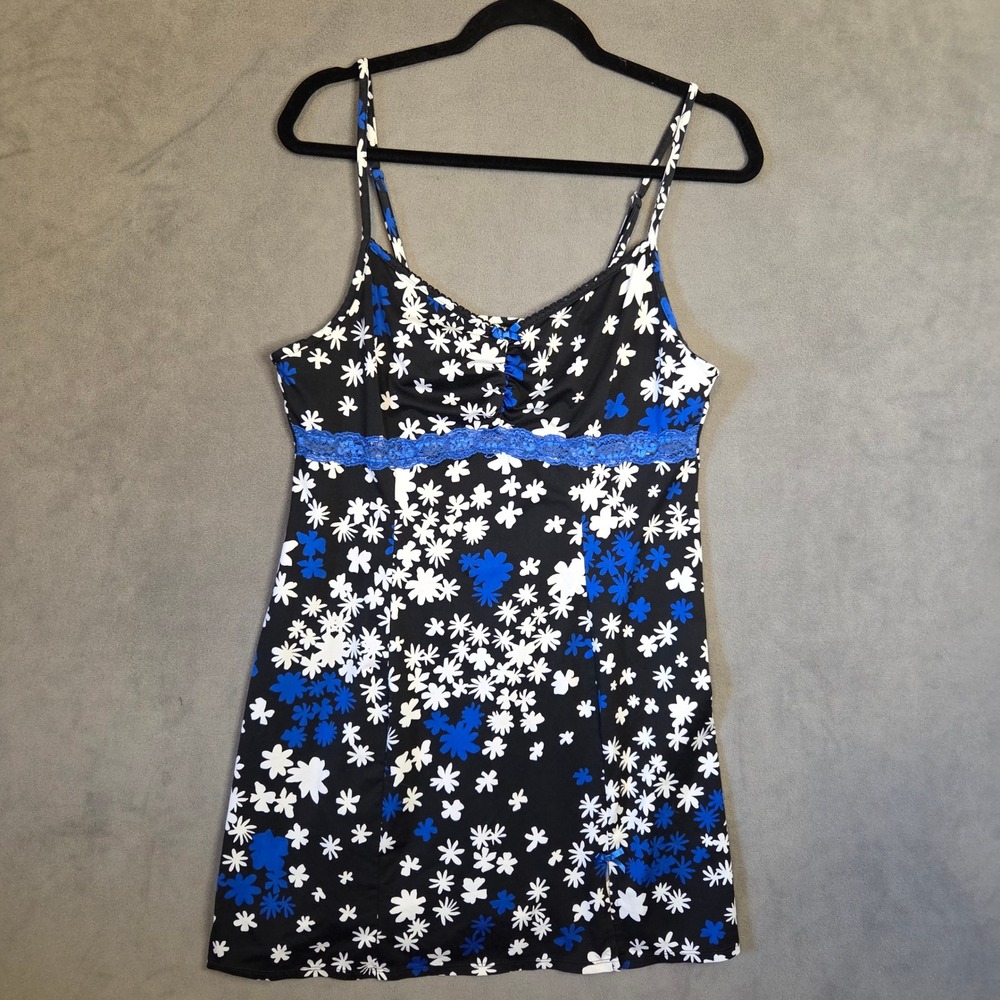 Y2K Babydoll Floral Slip Dress Women's Size Large Daisy Lace Y2K Coquette Fairy